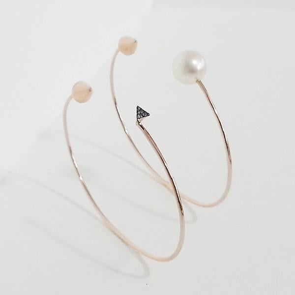 AN-Z JEWELRY - 14K Pink Triangular Horn Pearl Bangle Bracelet