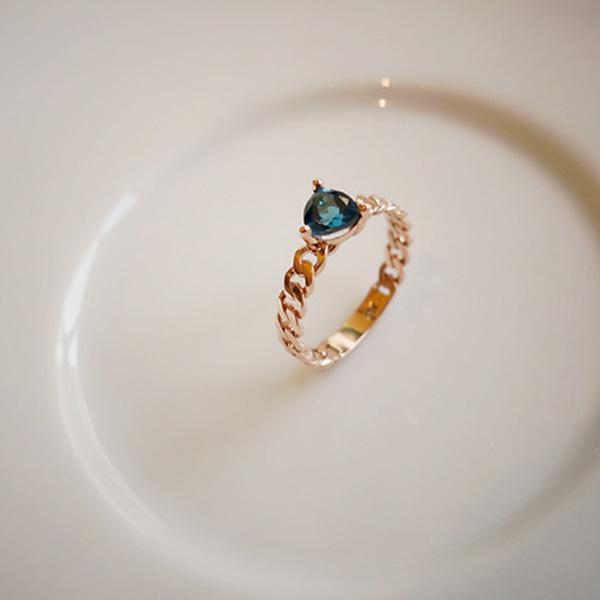 AN-Z JEWELRY - 14K Triangle London Blue Topaz Ring