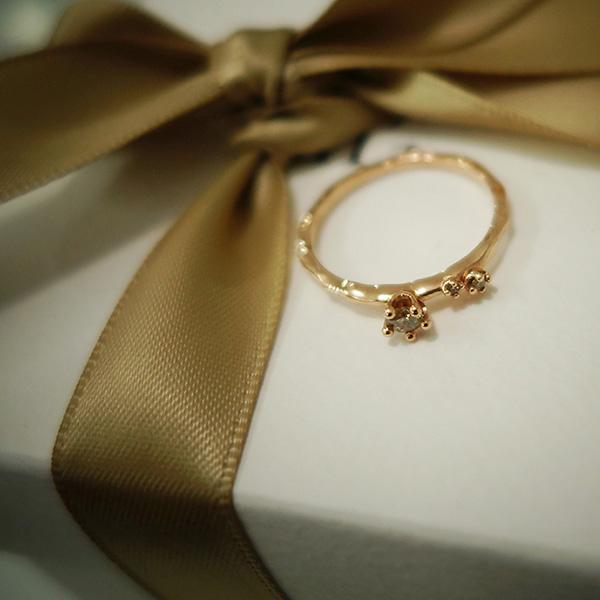 AN-Z JEWELRY - 14K Triple Cognac Diamond Ring