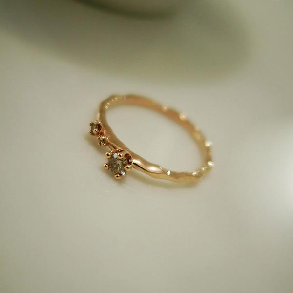 AN-Z JEWELRY - 14K Triple Cognac Diamond Ring