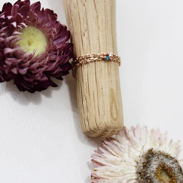 AN-Z JEWELRY - 14K Mini Diamond Chain Ring