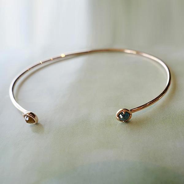 AN-Z JEWELRY - 14K Open Multi-Diamond Bangle Bracelet