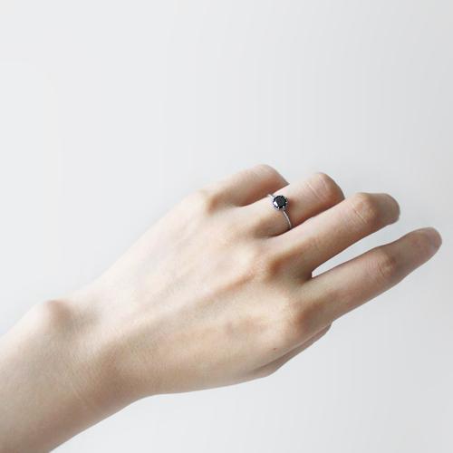MABEL - Onyx Twisted Antique Silver Ring - Silver 925