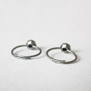 MABEL - Onyx Twisted Antique Silver Ring - Silver 925