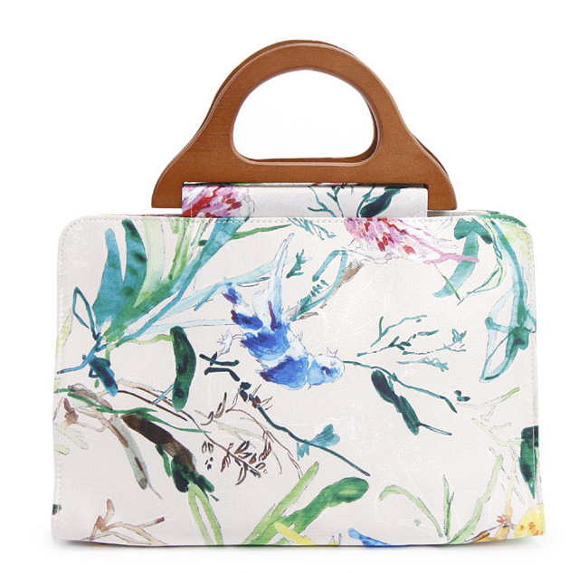 BILLY BAG - Bird Garden Wood Handle Tote