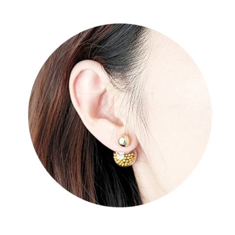SOOOHO - Gold Ball Point Double Ball Earring