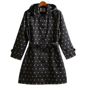 HAS - Head Beige Dot Long Trench Raincoat