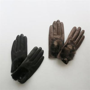 LA RENTREE - Mink Trimmings Sheepskin Gloves