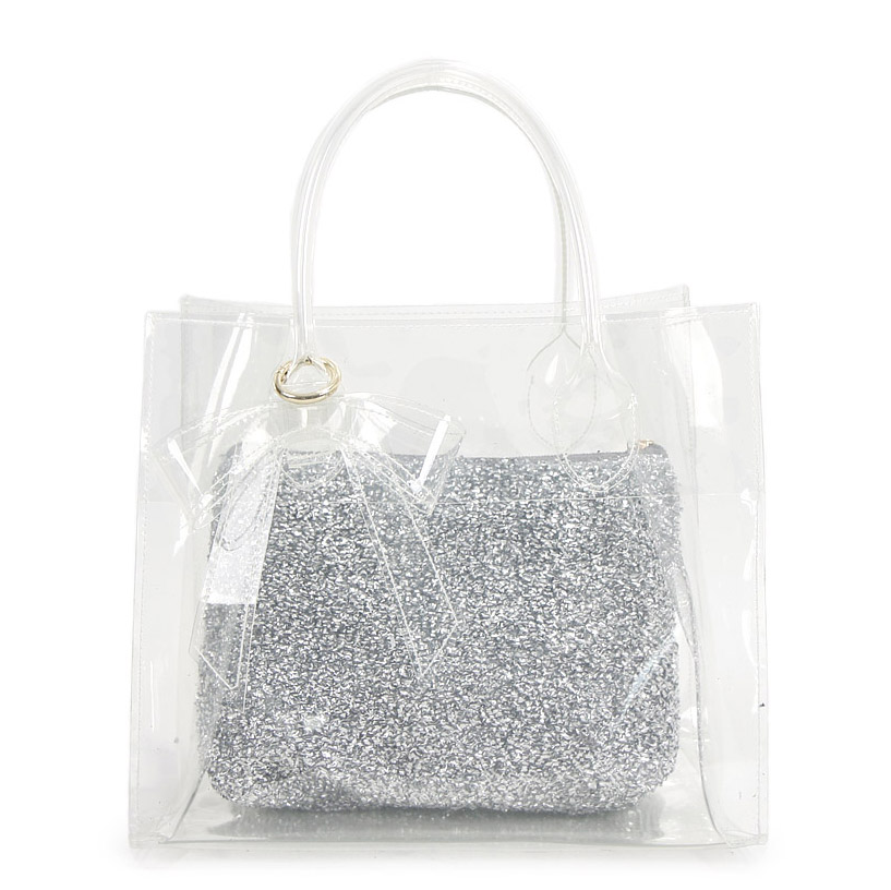 BILLY BAG - Pearl Pouch Transparent Beach Ribbon Tote